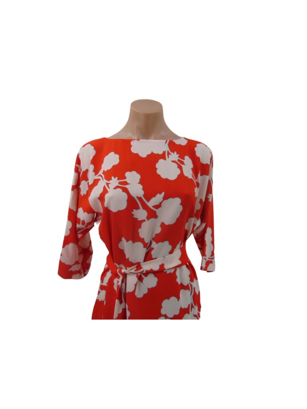 Diane Von Furstenberg DVF Maja Two Dress 8 Coral Red Halo Buds Silk Snap V Back - Picture 7 of 15